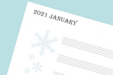 001: カスタム五線紙　フリー9段2021年1月イラスト　A4横PDF